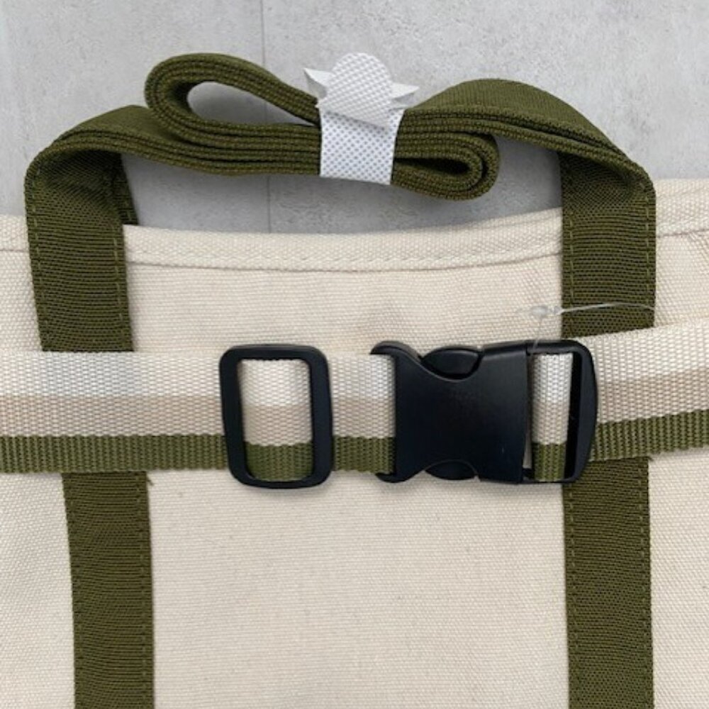 NWT DSW Exclusive Ivory Green Canvas Tote Bag with Travel Strap - Picture 12 of 12